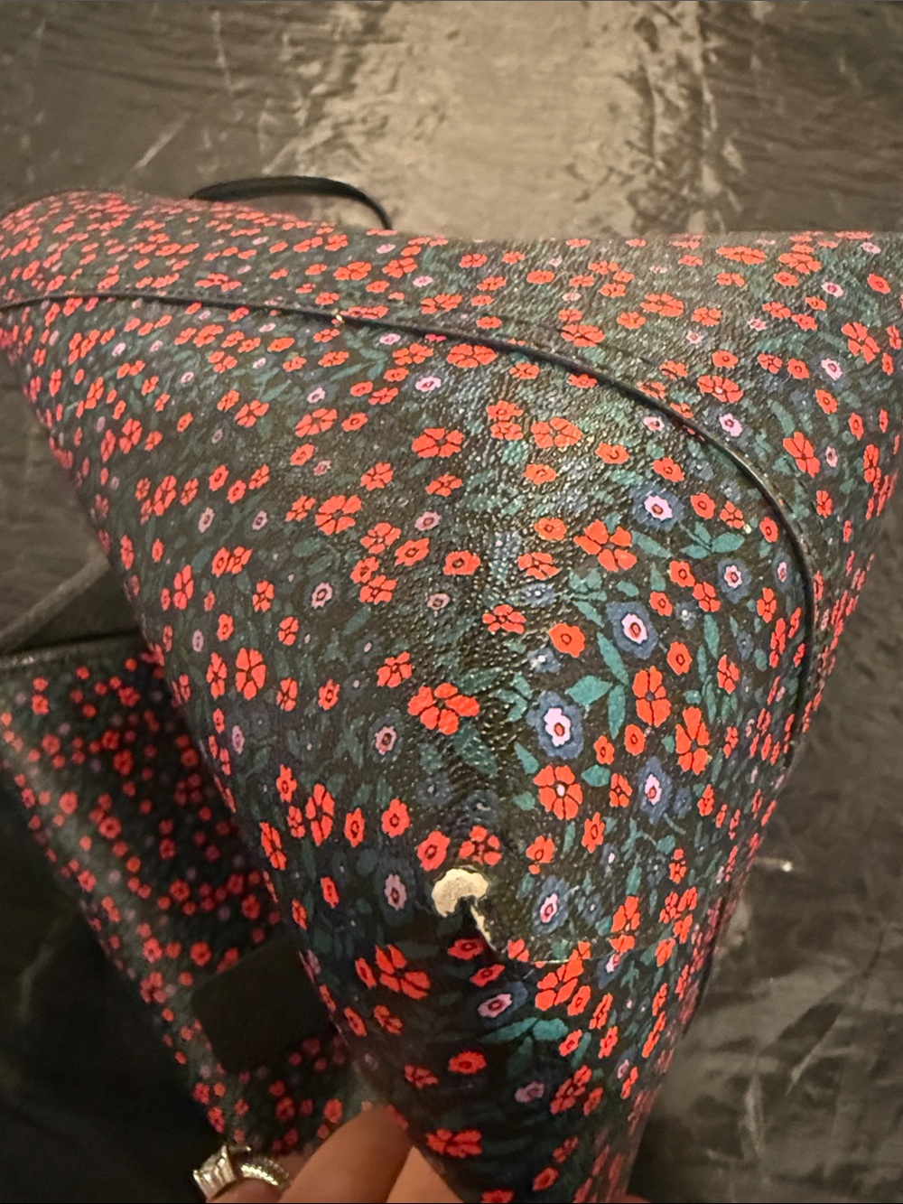 Coach Black Tote with Red Floral Print - Picture 6 of 6